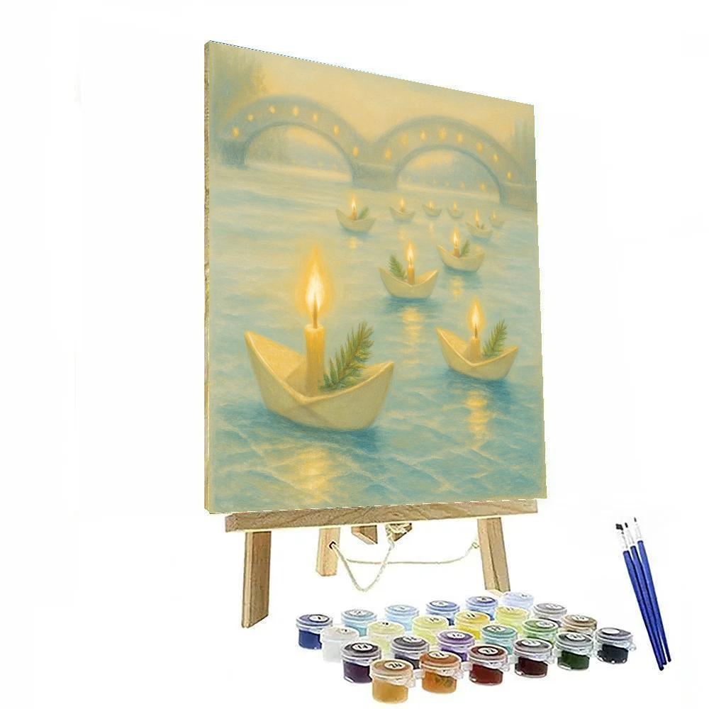 Frozen River Story Boats Number painting