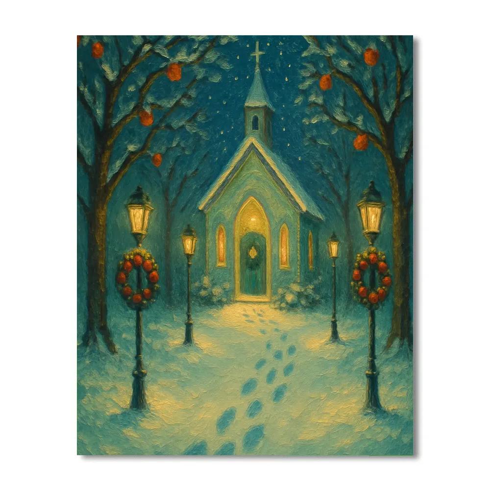 Snow Chapel Orchard Path paint by numbers