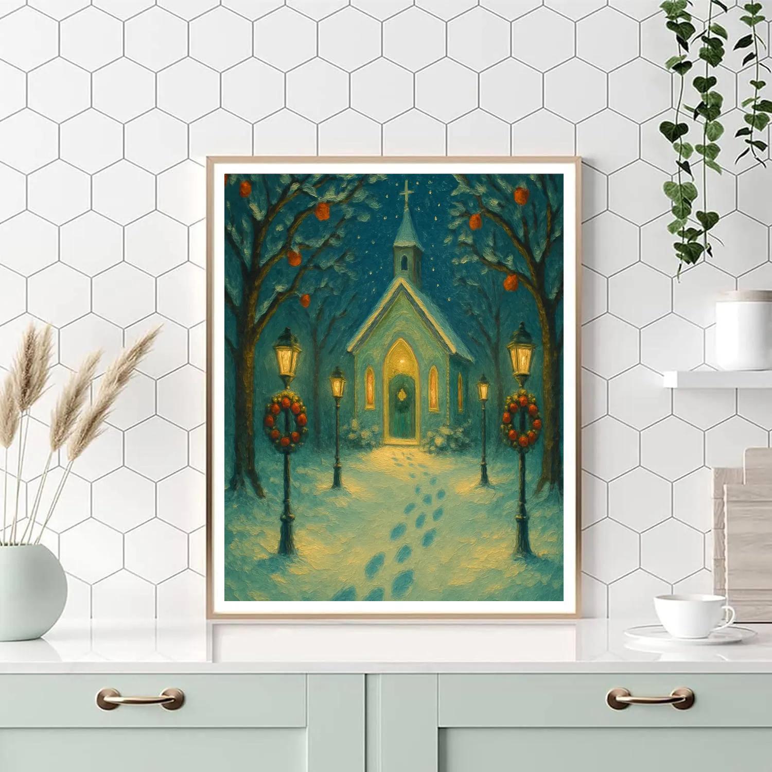 Snow Chapel Orchard Path paint by numbers