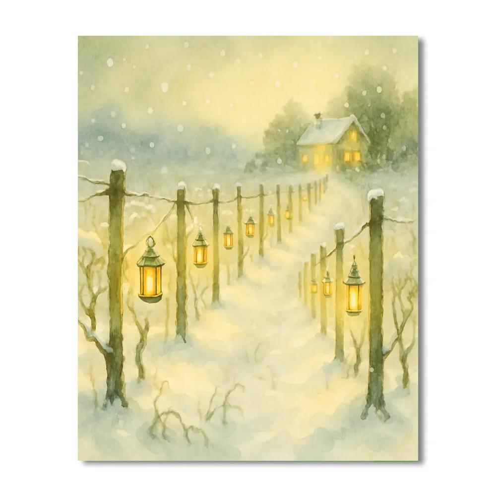 Winter Lantern Vineyard paint by numbers