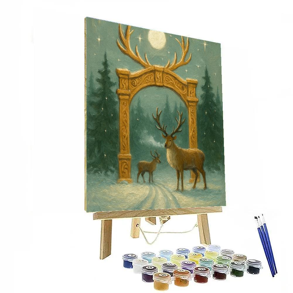 Moonlit Reindeer Gate Numbered painting kits
