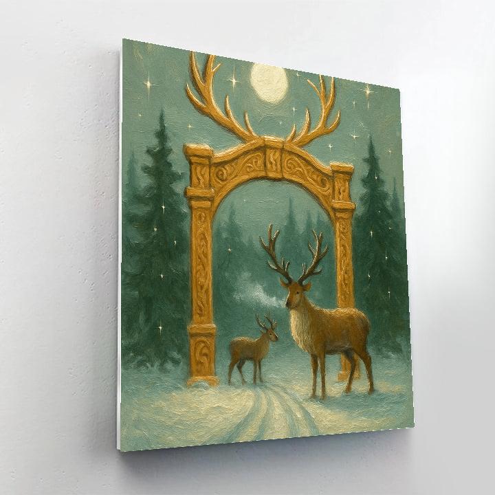 Moonlit Reindeer Gate Numbered painting kits