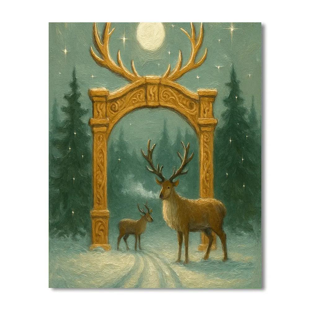 Moonlit Reindeer Gate Numbered painting kits