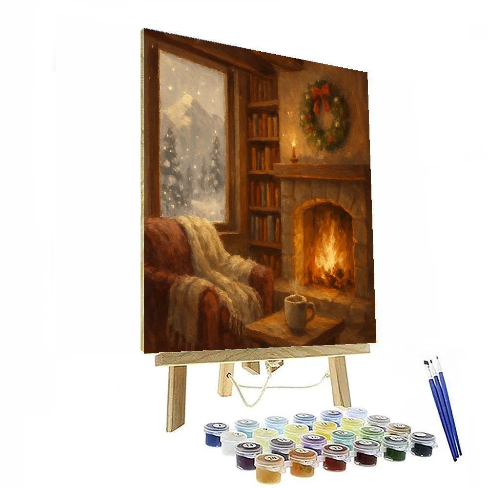 Warm Hearth Ski Lodge Library Numbered painting kits