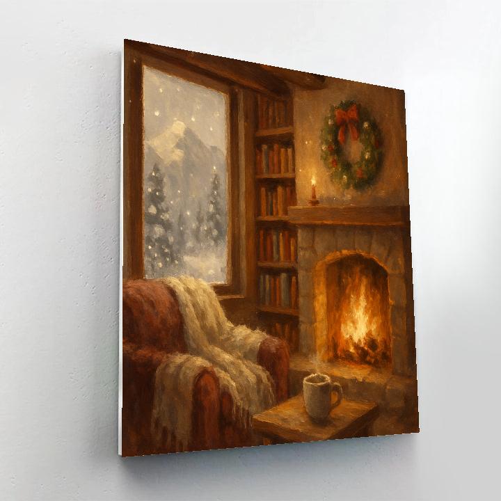 Warm Hearth Ski Lodge Library Numbered painting kits