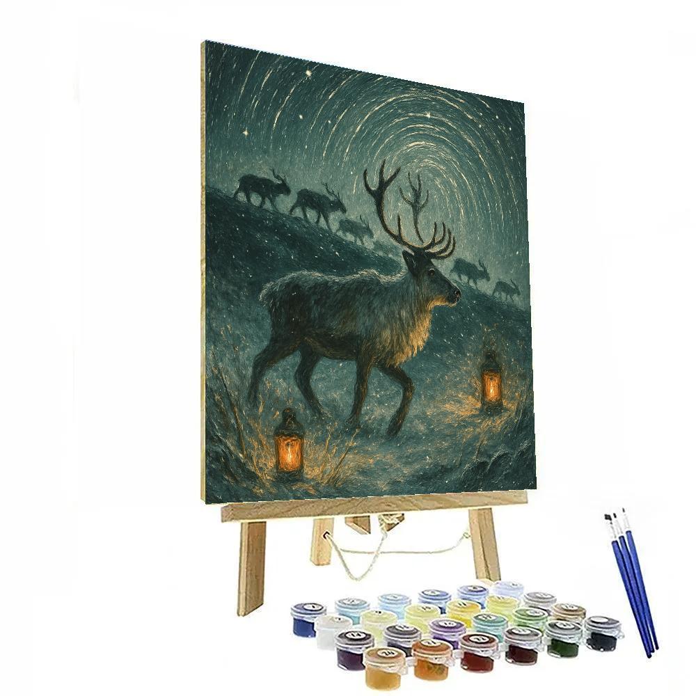 Caribou Star Trail Crossing Painting by numbers kit