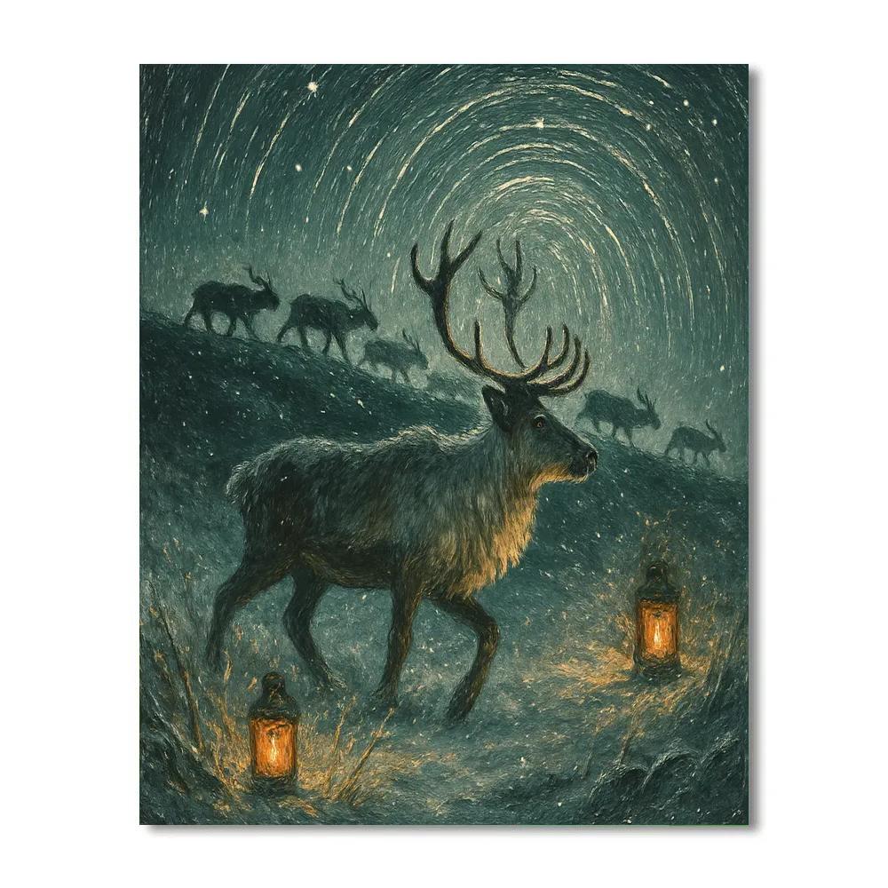 Caribou Star Trail Crossing Painting by numbers kit