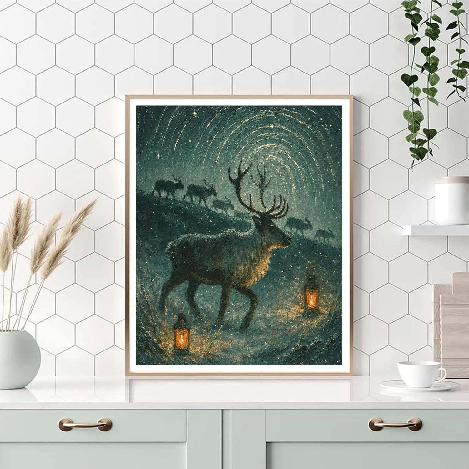 Caribou Star Trail Crossing Painting by numbers kit