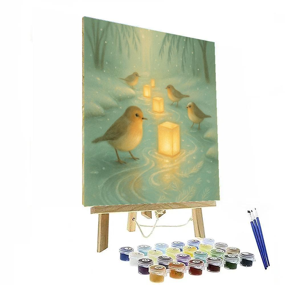 Snow Finch Lantern Ferry Paint by numbers art