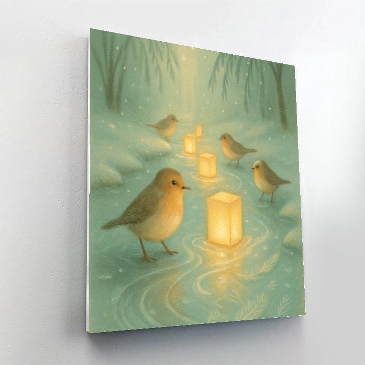 Snow Finch Lantern Ferry Paint by numbers art