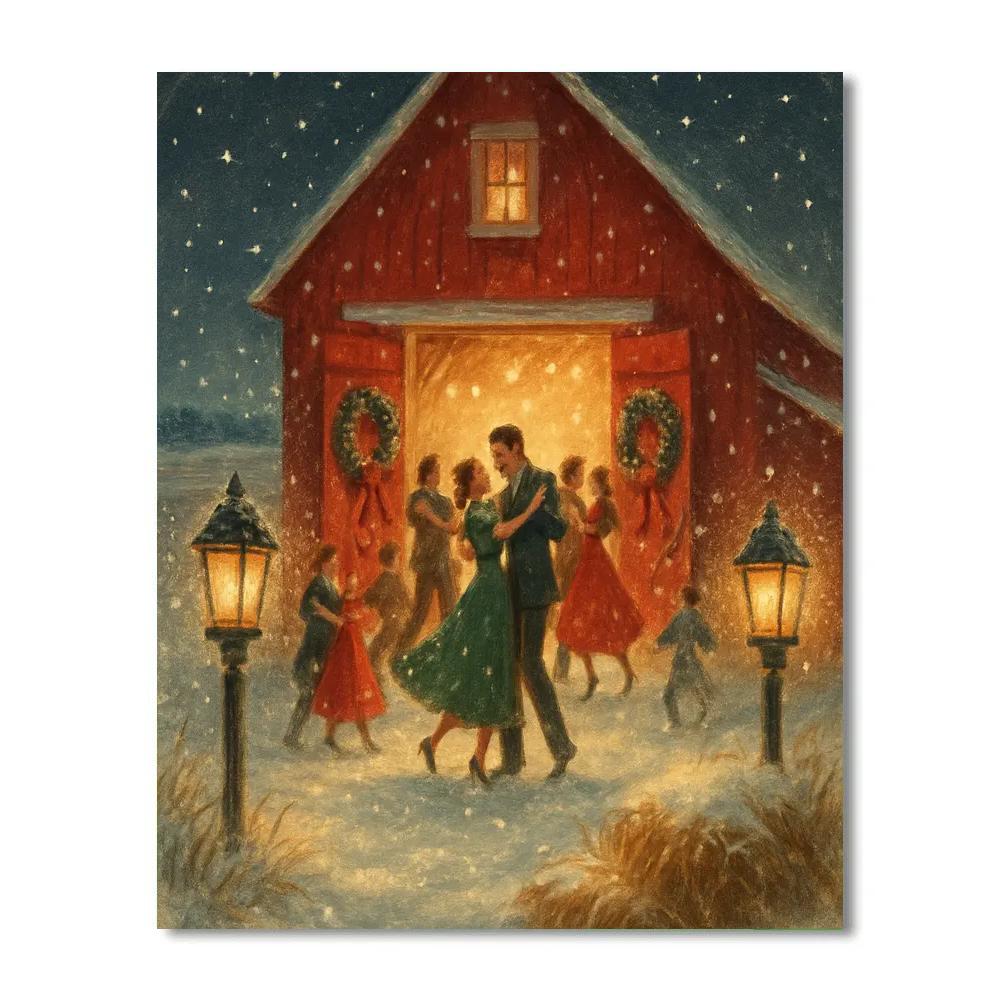 Moonlit Red Barn Revel Numbered painting kits