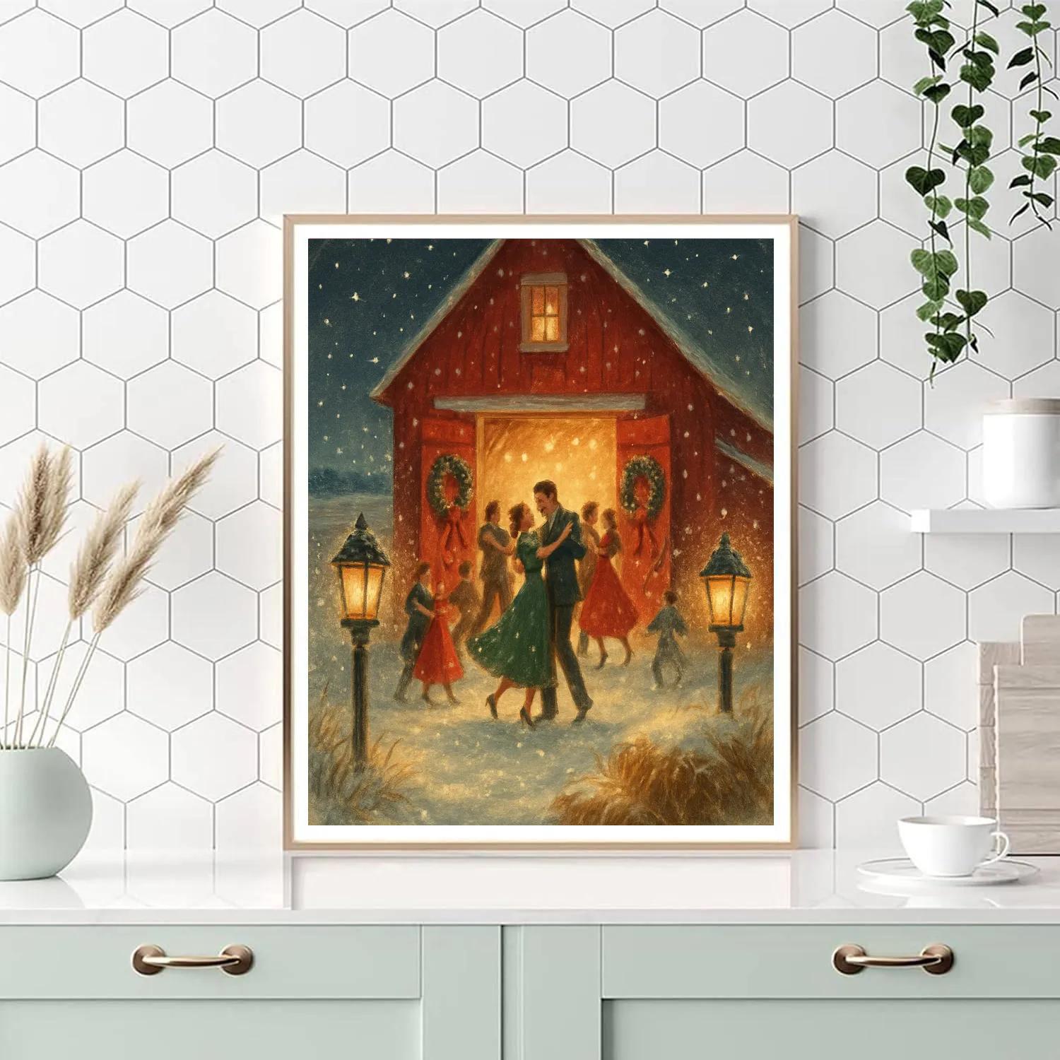 Moonlit Red Barn Revel Numbered painting kits
