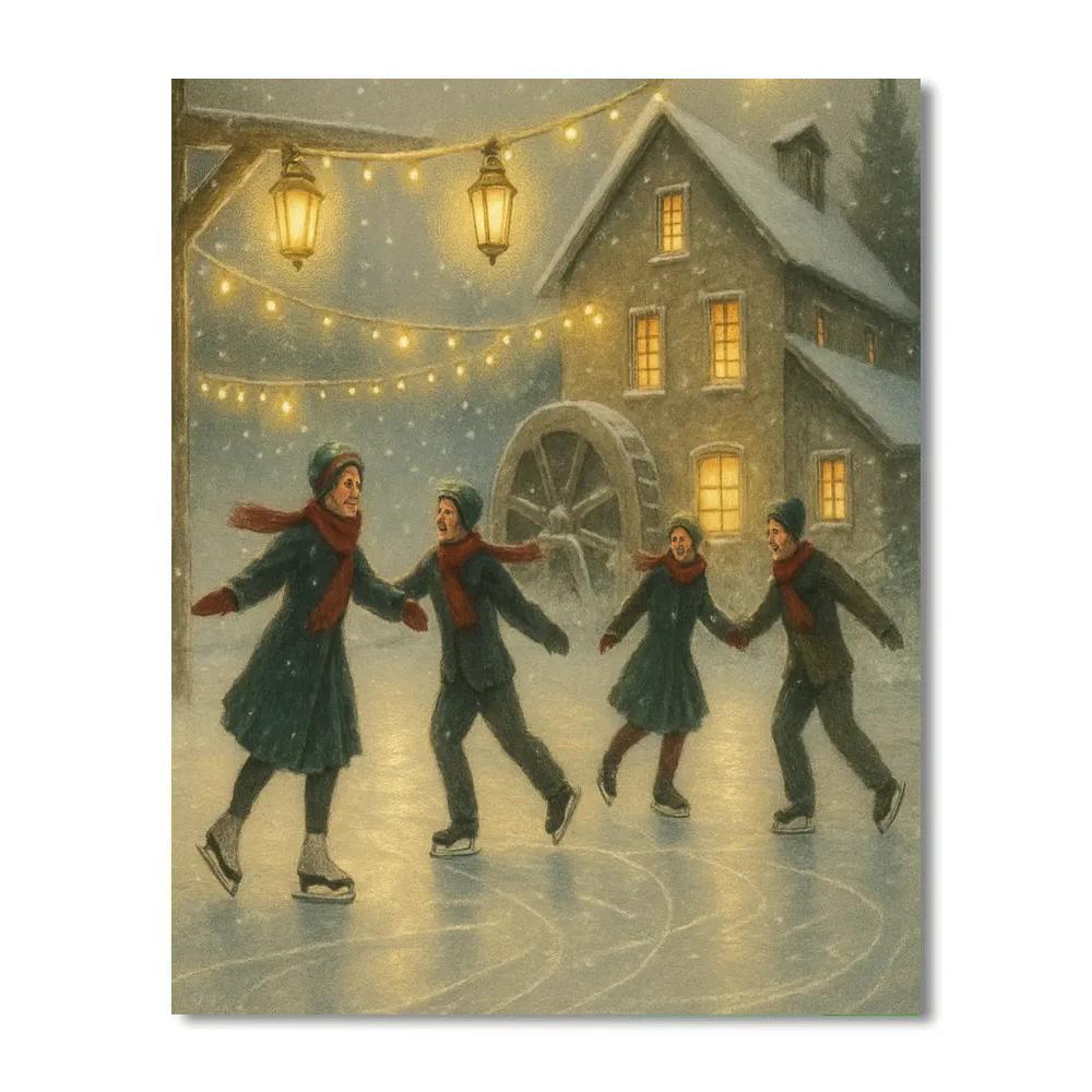 Lantern Mill Ice Rink Paint by numbers art