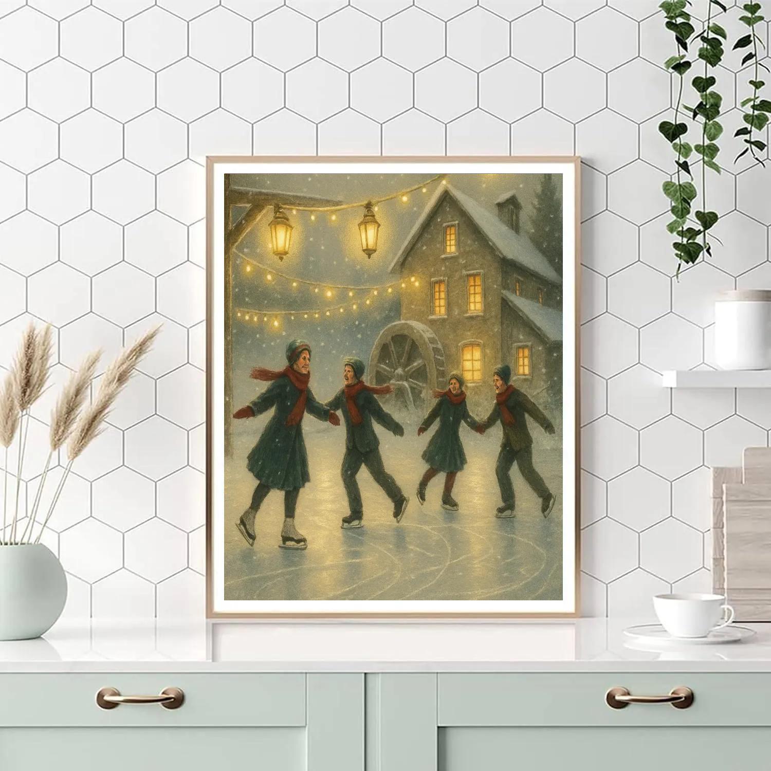 Lantern Mill Ice Rink Paint by numbers art