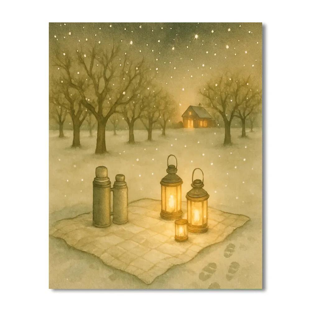 Winter Starlight Orchard Picnic Painting by numbers kit