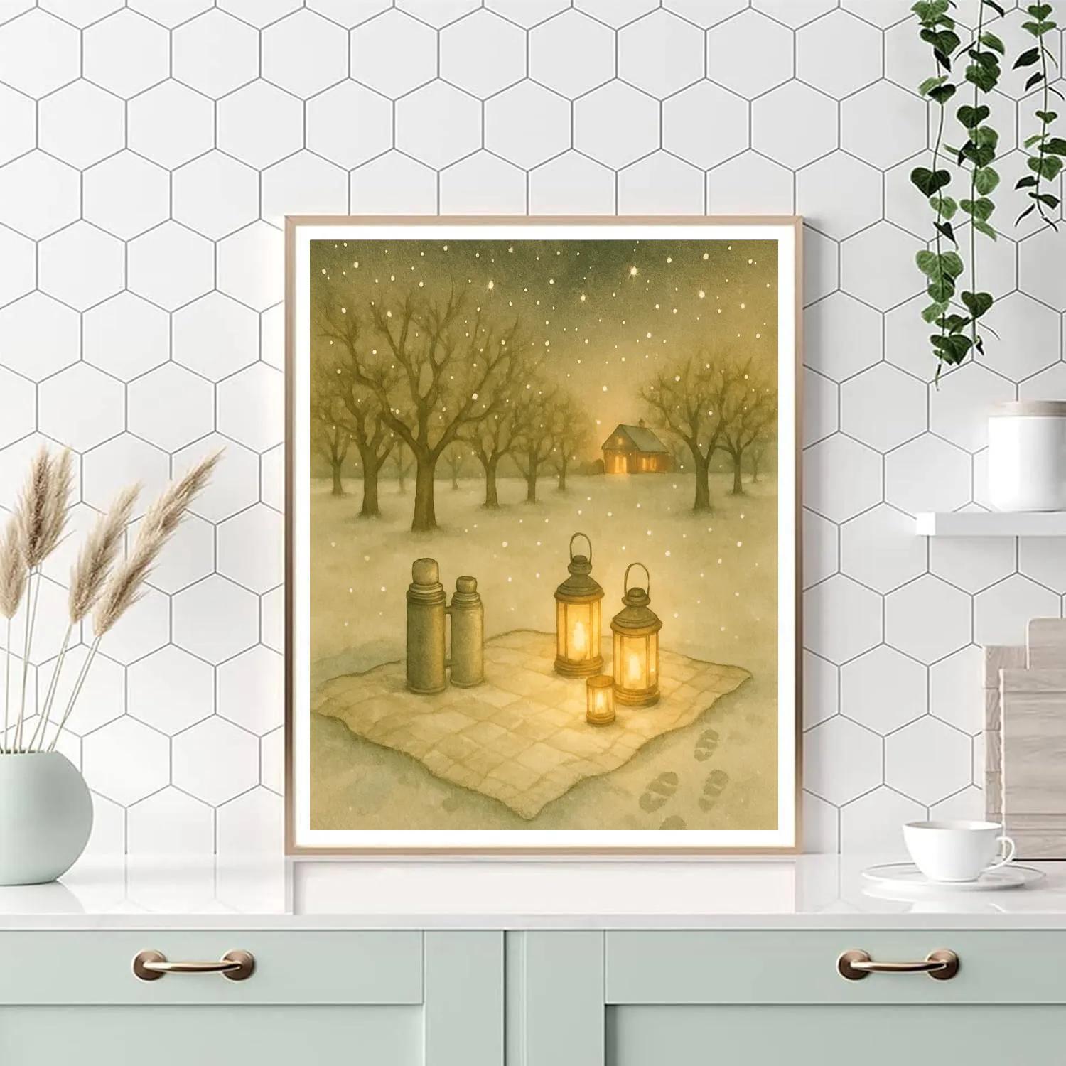 Winter Starlight Orchard Picnic Painting by numbers kit