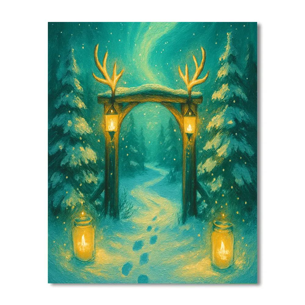 Glowing Antler Forest Gate Number painting