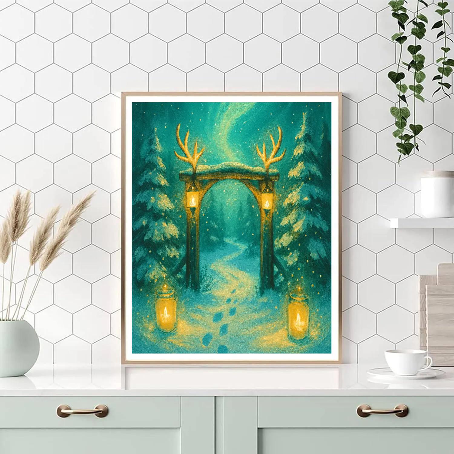 Glowing Antler Forest Gate Number painting