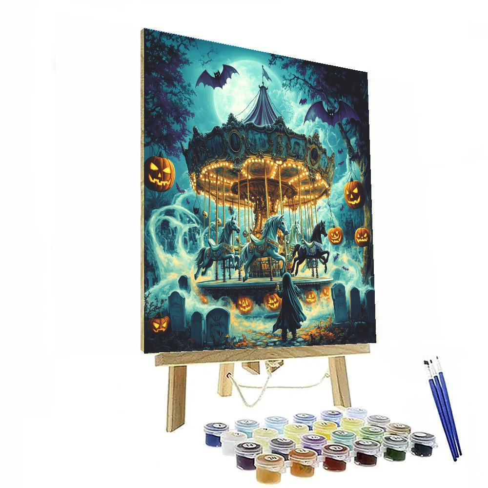 Graveyard Carousel Spooky-Spun DIY paint by numbers