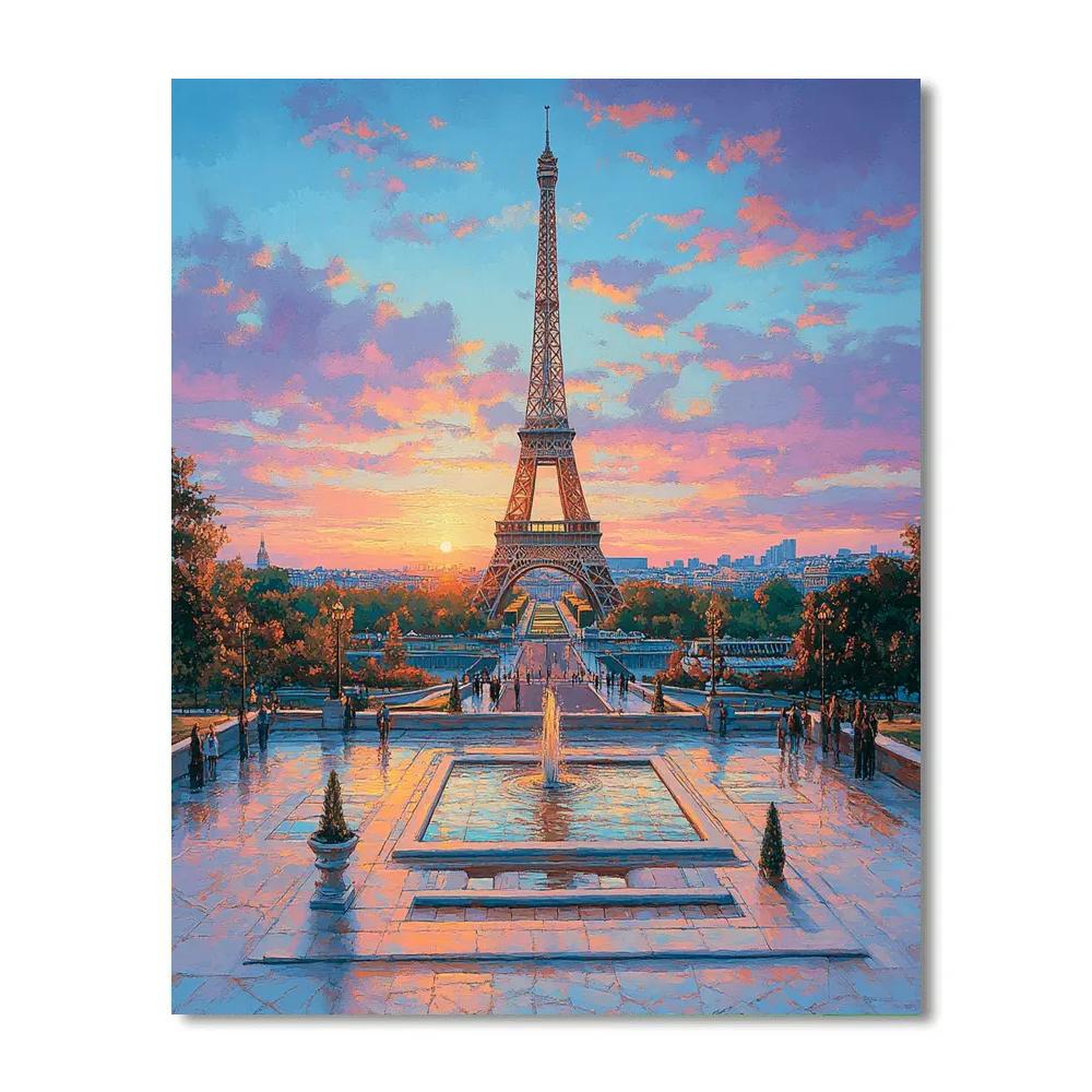 Eiffel Tower View From The Trocadero Paris France Number painting