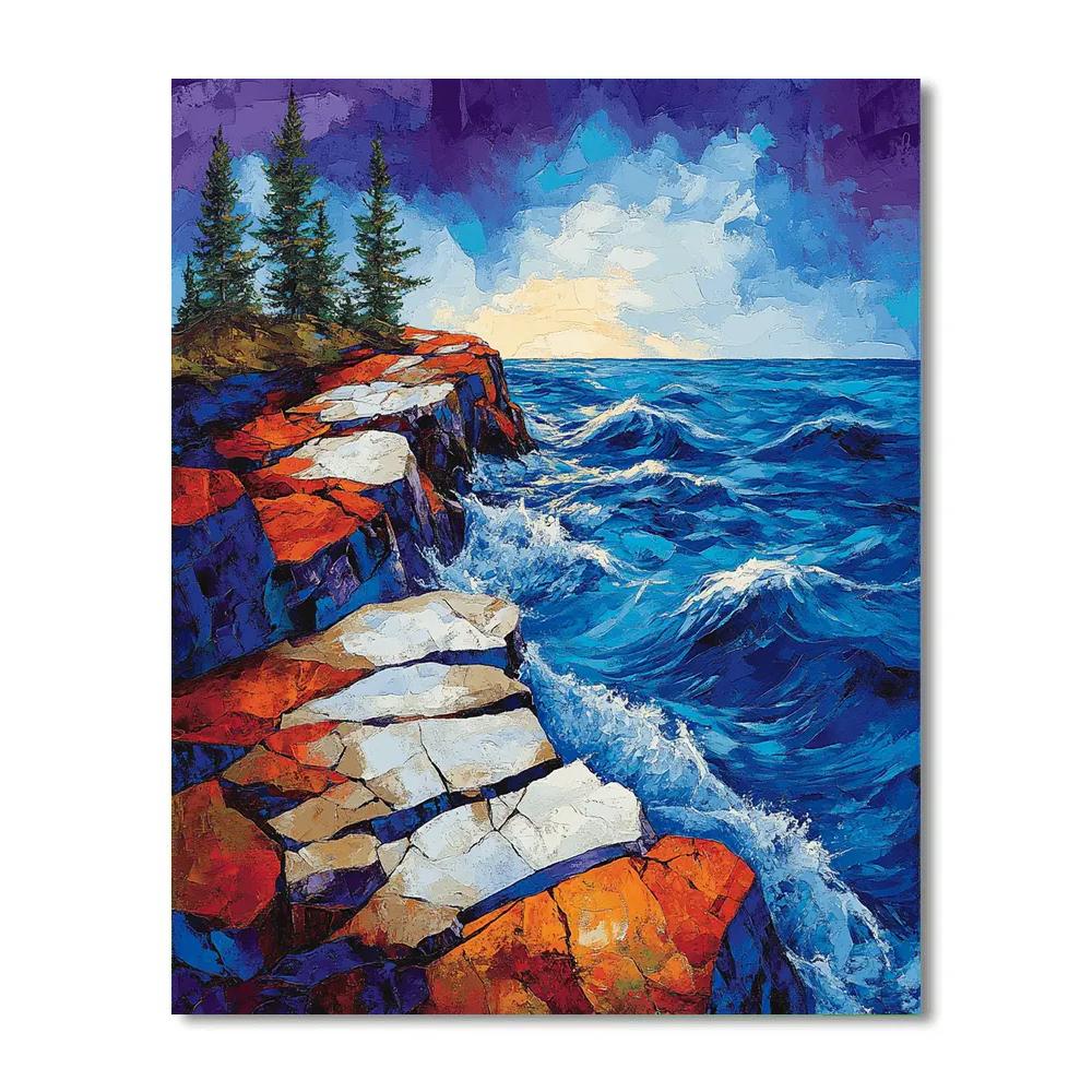 Arthur Lismer Inspired Stormlit Granite Shore Numbered painting kits