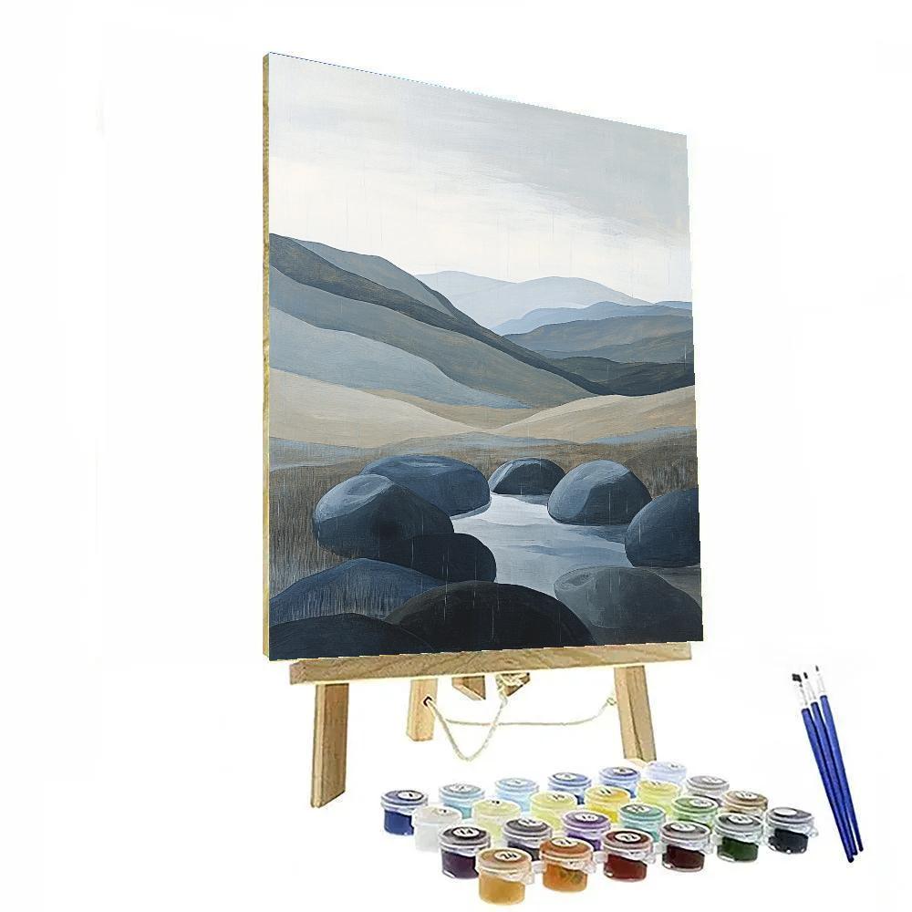 Leonardo Da Vinci Inspired Rain Over Stone Hills Paint by numbers art