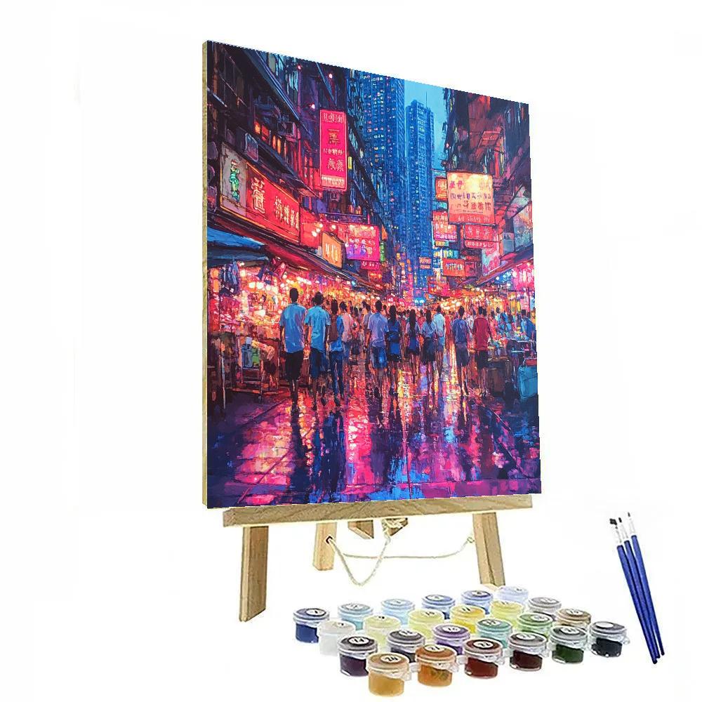Mong Kok Neon Streets Hong Kong China Paint by numbers art
