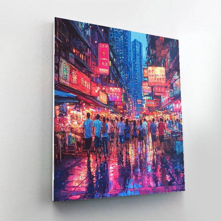 Mong Kok Neon Streets Hong Kong China Paint by numbers art