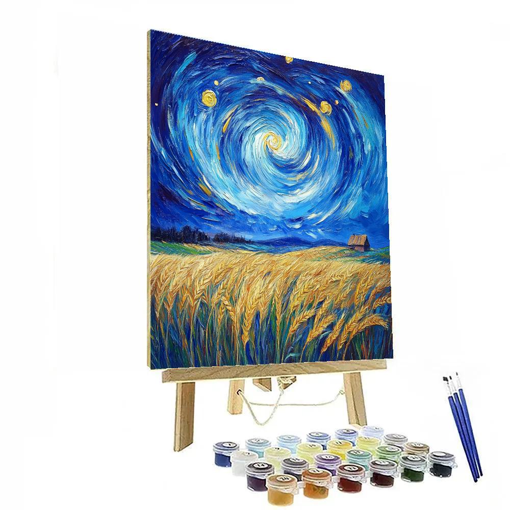 Van Gogh Inspired Meteor Shower Over Wheatfields paint by color