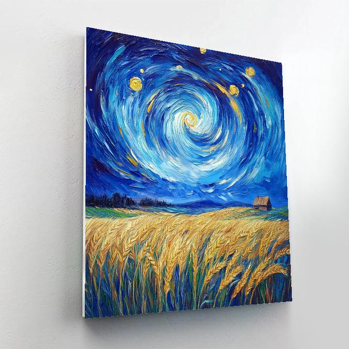 Van Gogh Inspired Meteor Shower Over Wheatfields paint by color