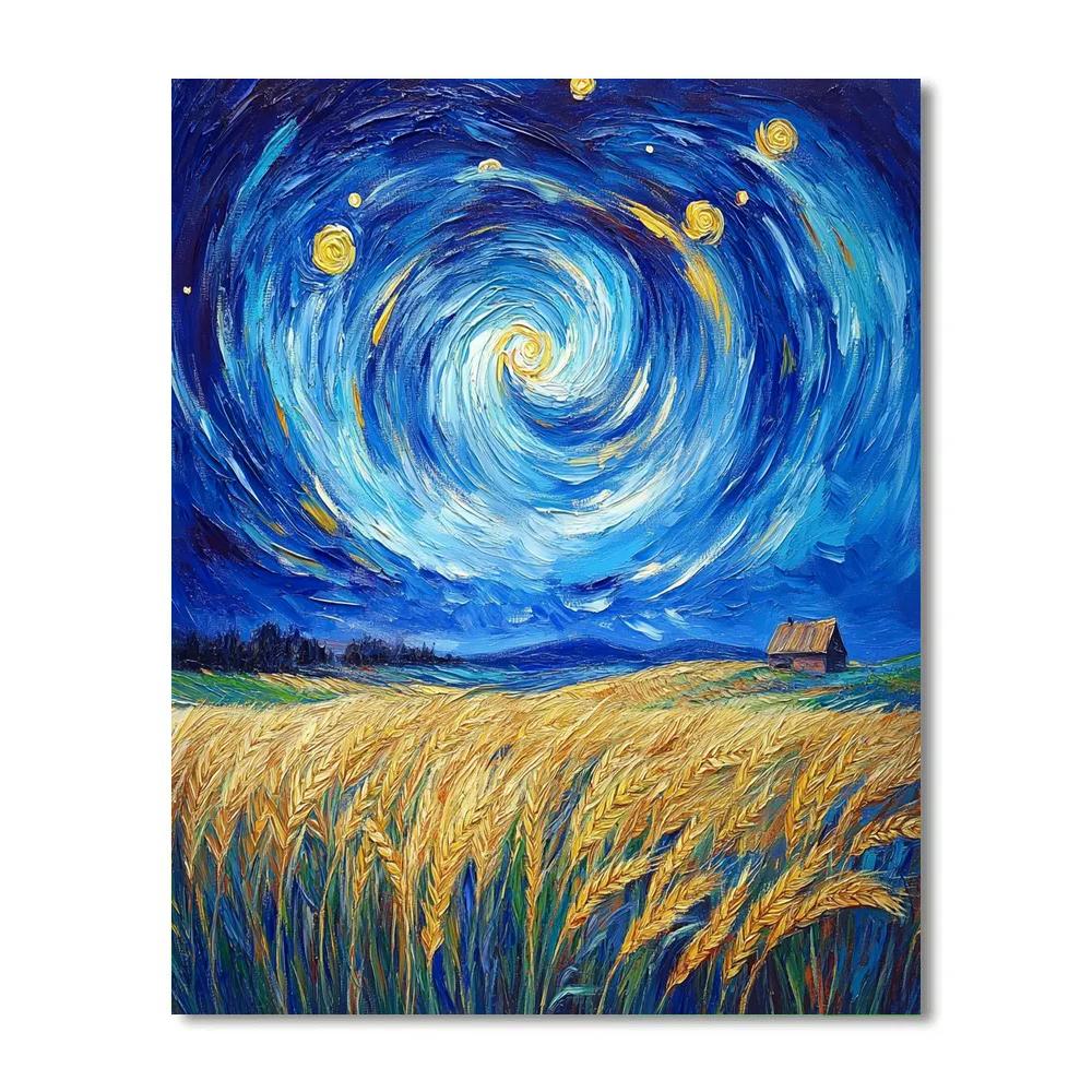 Van Gogh Inspired Meteor Shower Over Wheatfields paint by color