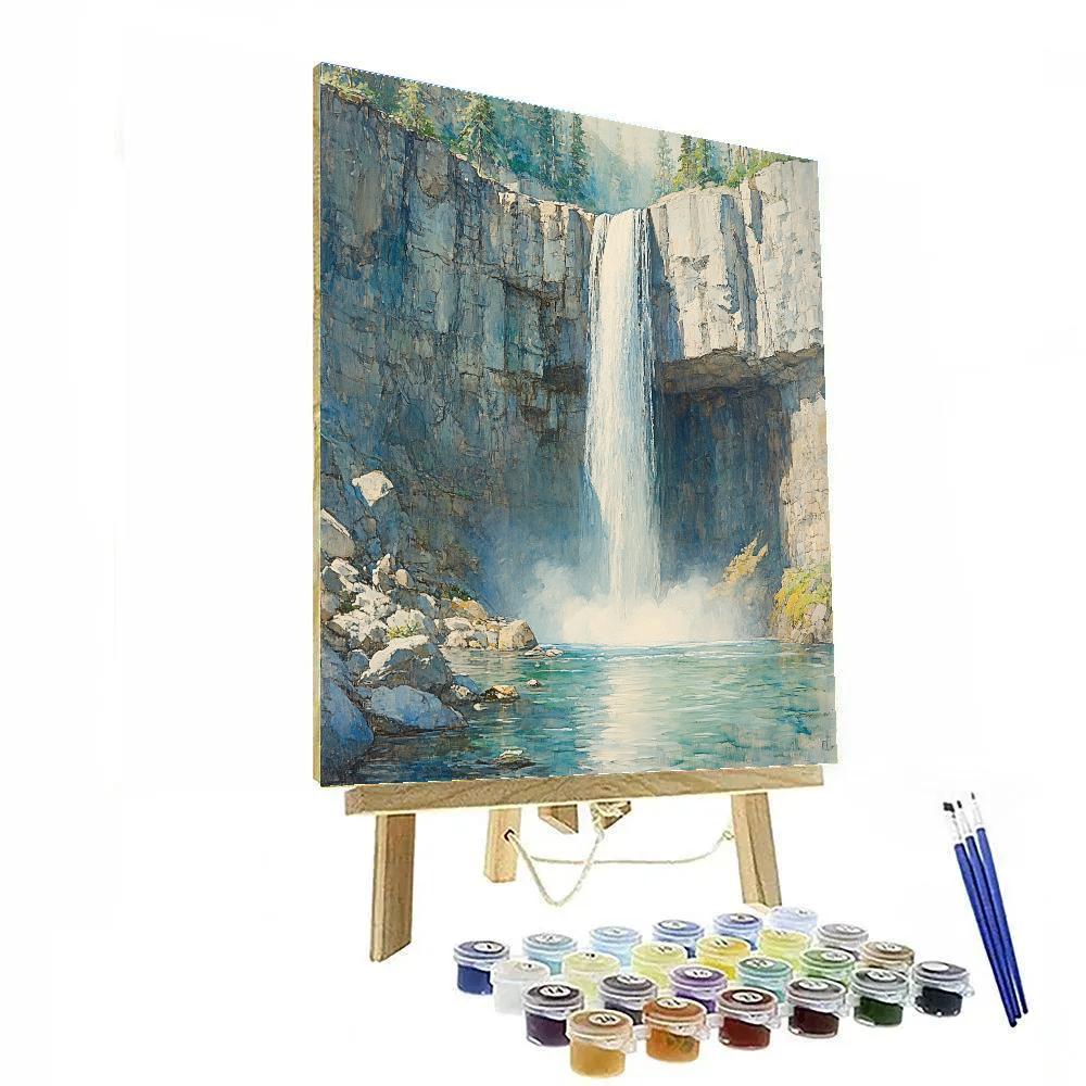 Leonardo Da Vinci Inspired Silent Waterfall Study paint by number