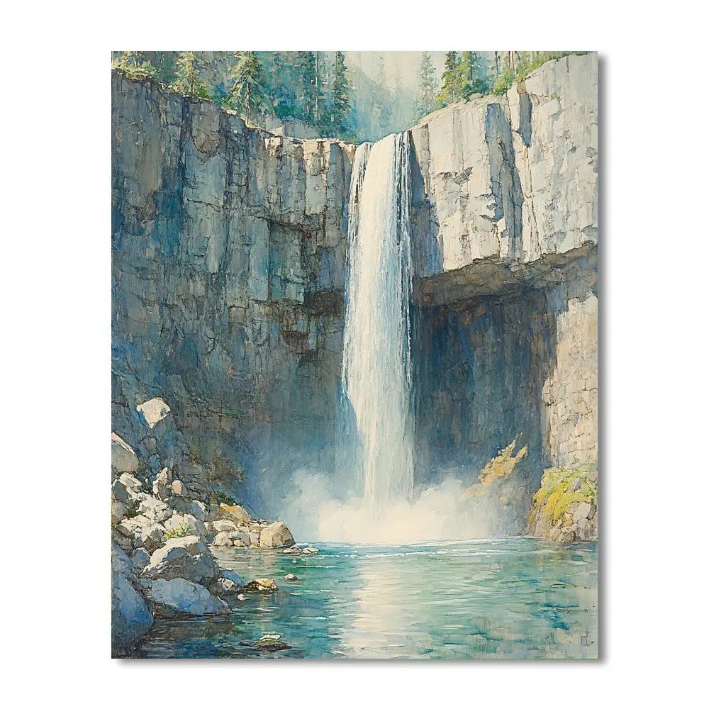 Leonardo Da Vinci Inspired Silent Waterfall Study paint by number