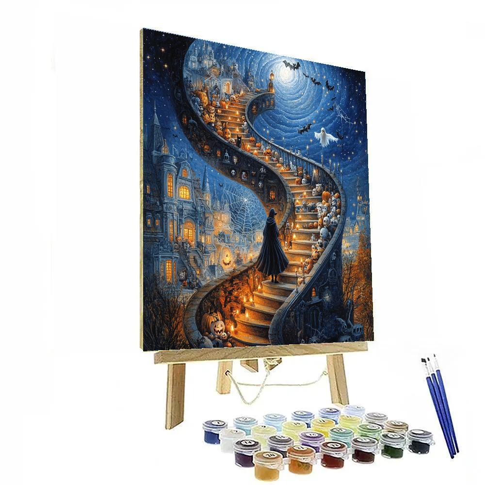 Spiral Staircase Of The Spooky Astral Manor paint by number