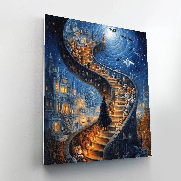 Spiral Staircase Of The Spooky Astral Manor paint by number