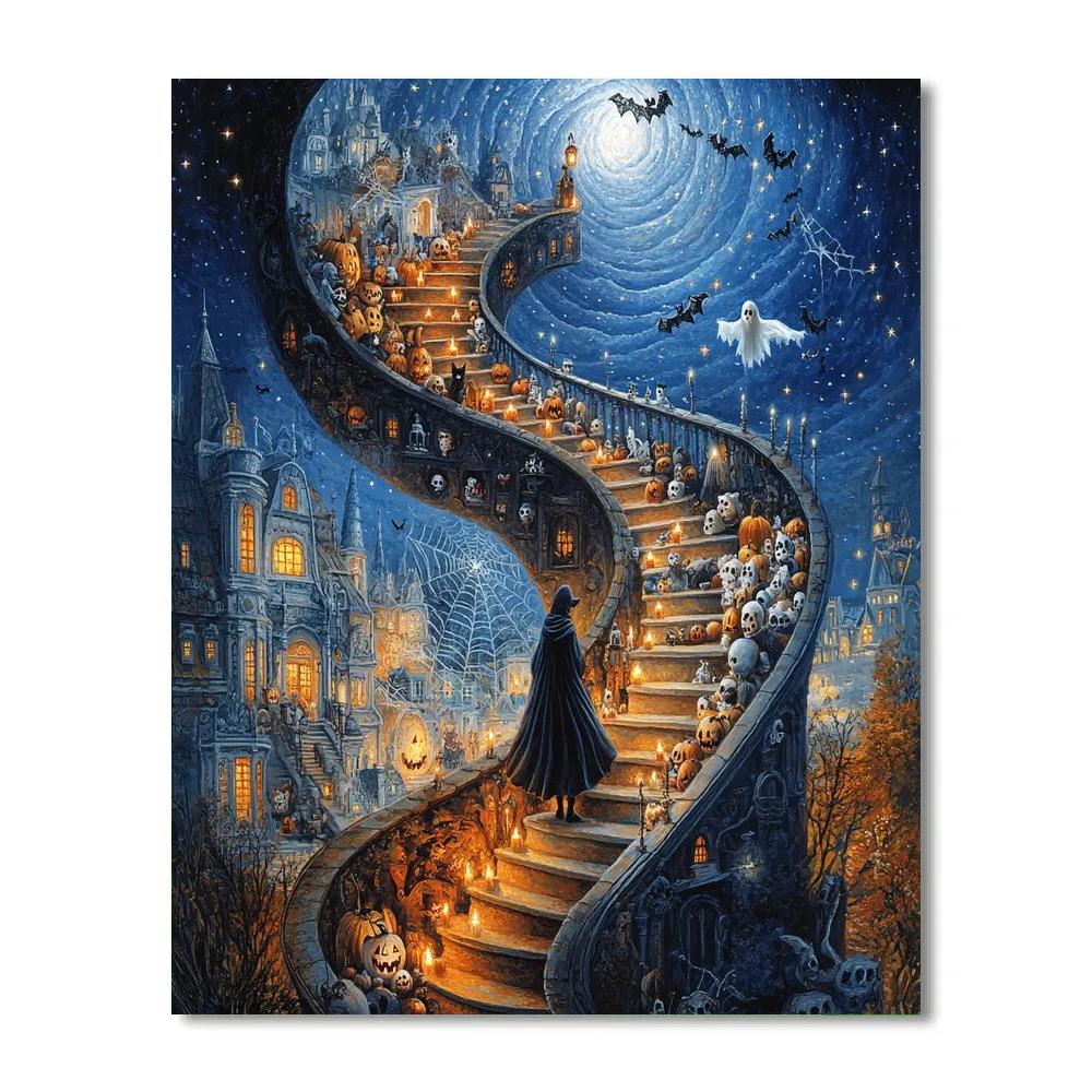Spiral Staircase Of The Spooky Astral Manor paint by number