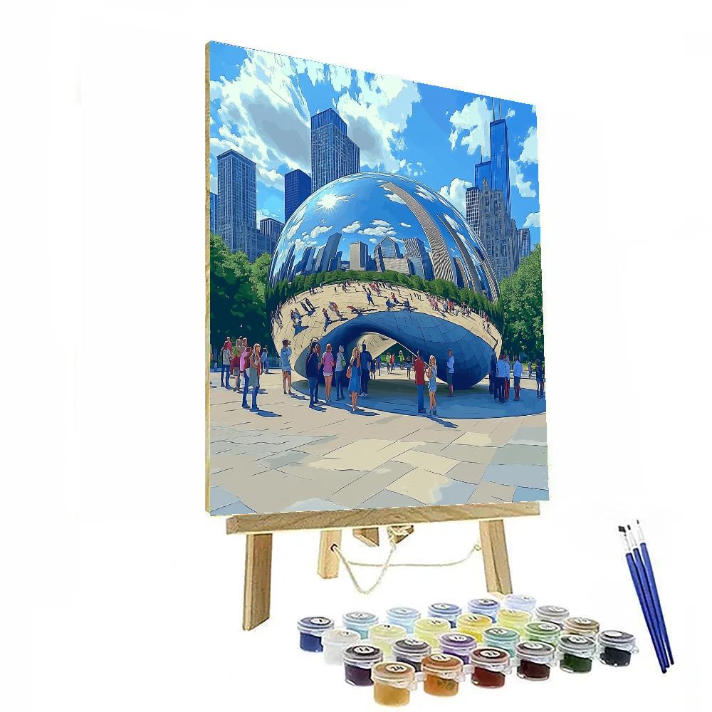 Cloud Gate Sculpture Millennium Park Chicago United States Number painting