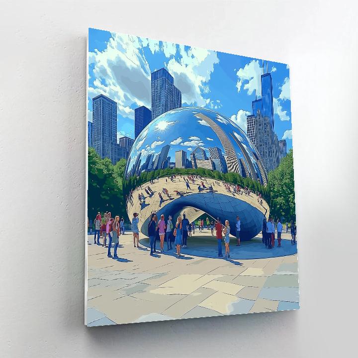 Cloud Gate Sculpture Millennium Park Chicago United States Number painting