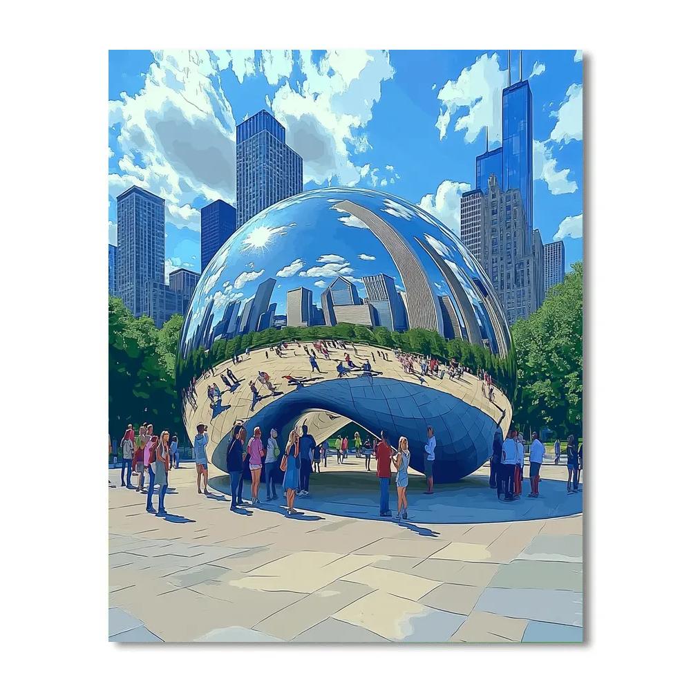 Cloud Gate Sculpture Millennium Park Chicago United States Number painting