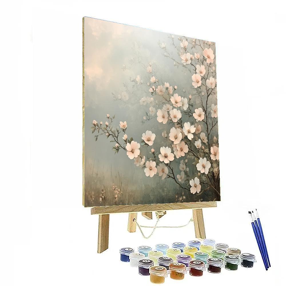 Leonardo Da Vinci Inspired Orchard Blossoms In Mist painting number kit