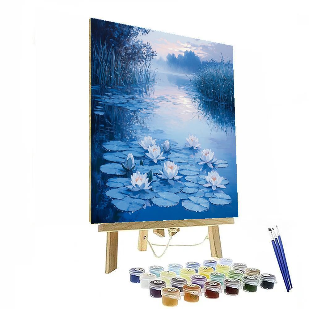 Claude Monet Inspired Sapphire Waterlily Dawn paint by number