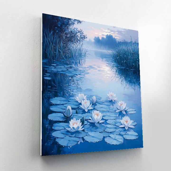Claude Monet Inspired Sapphire Waterlily Dawn paint by number