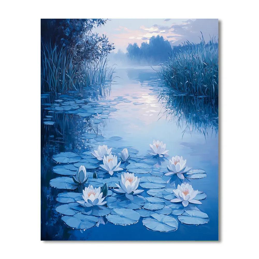 Claude Monet Inspired Sapphire Waterlily Dawn paint by number
