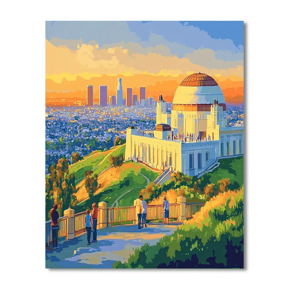 Griffith Observatory Skyline View Los Angeles United States Paint by numbers art