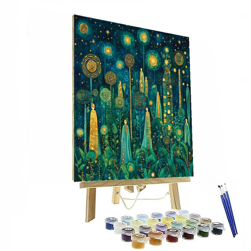 Gustav Klimt Inspired Golden Constellation Garden Paint by numbers kits