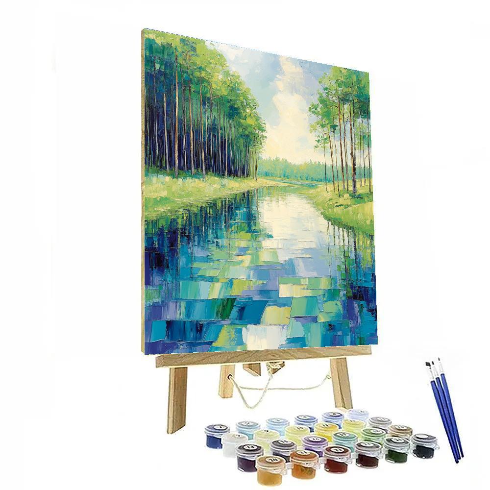 Claude Monet Inspired Emerald Riverbank Reflections Numbered painting kits