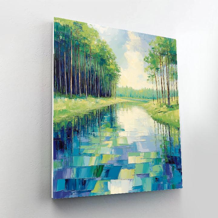 Claude Monet Inspired Emerald Riverbank Reflections Numbered painting kits