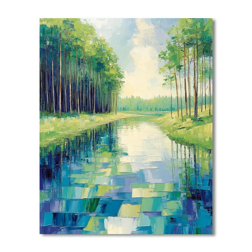 Claude Monet Inspired Emerald Riverbank Reflections Numbered painting kits
