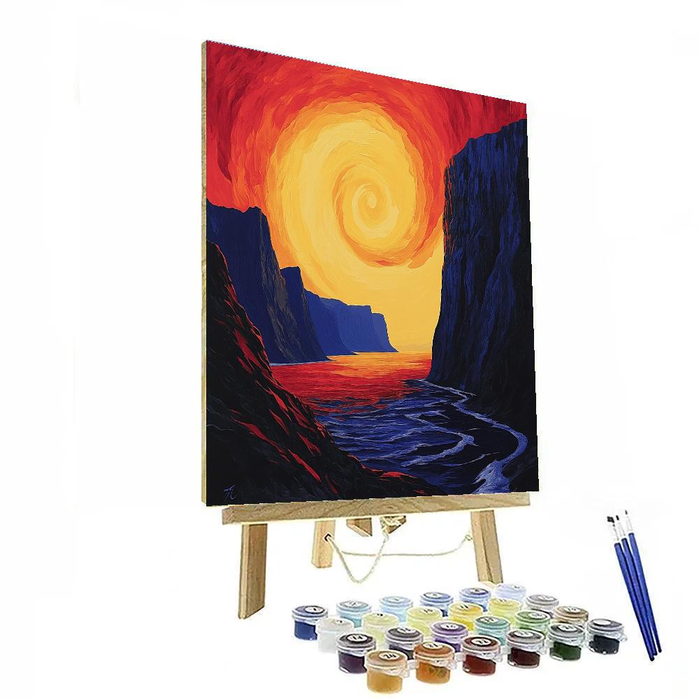 Edvard Munch Inspired Trembling Fjord At Blood Red Dusk paint by number