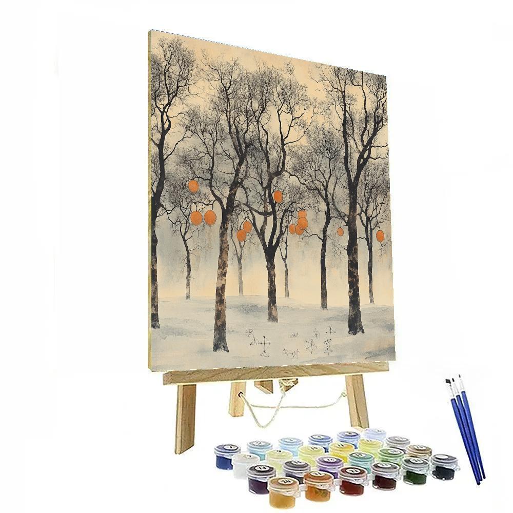Leonardo Da Vinci Inspired Winter Orchard Geometry Numbered painting kits